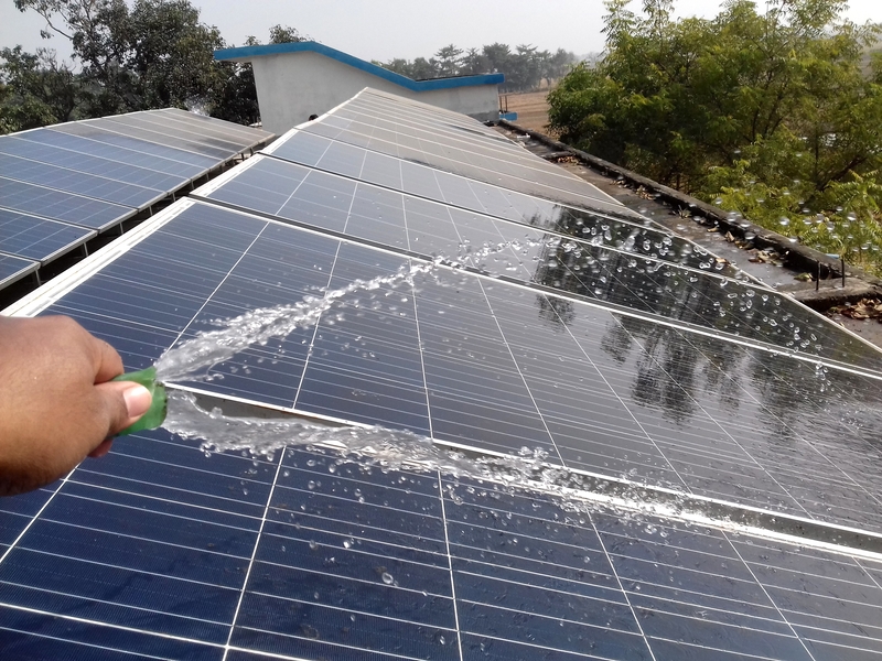 Solar panel maintenance is easy. Just rinse them off.